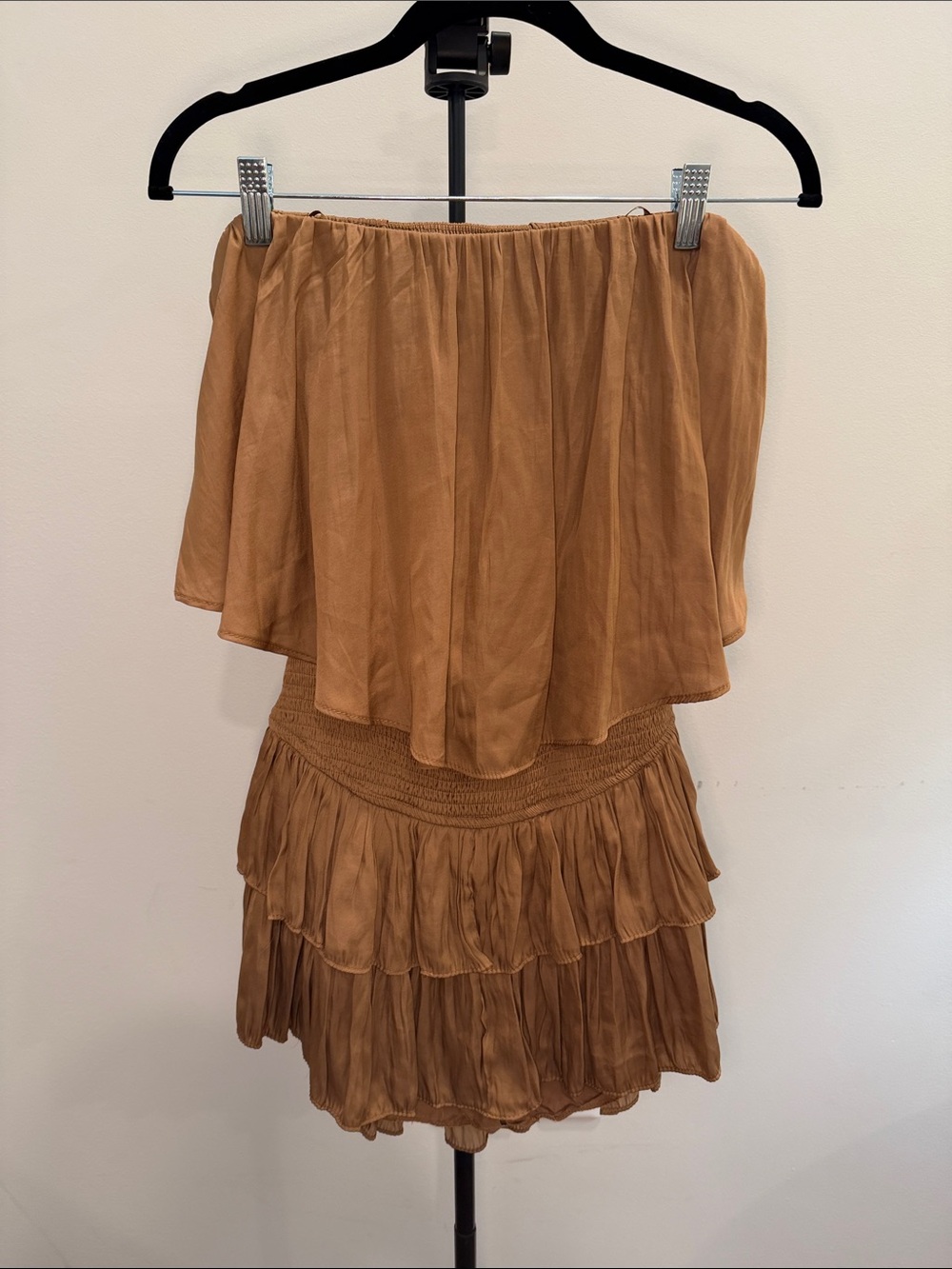 Tan Tiered Ruffle Women's Sleeveless Romper